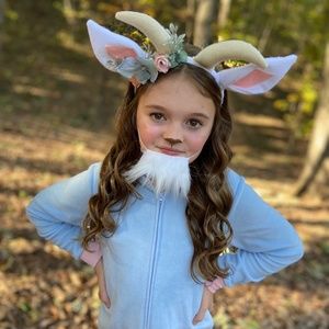 Like New [3 Piece Set] Handmade Blue Pink Boho Goat Floral Crown Costume | OSFM